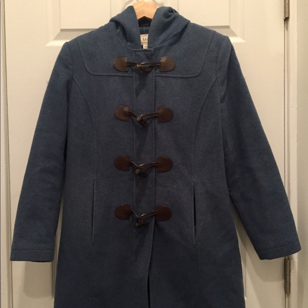 navy blue l.l. bean duffel coat